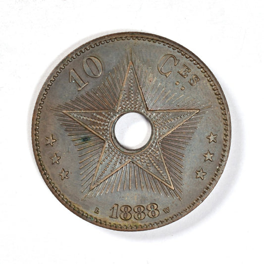 ΒΕΛΓΙΚΟ ΚΟΝΓΚΟ - 10 Centimes 1888, AU-UNC